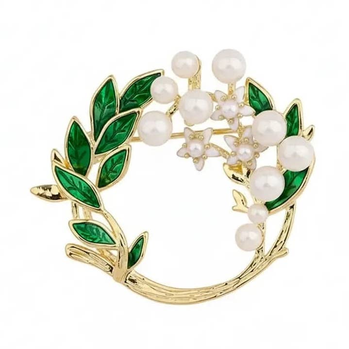 Pearl Jasmine Brooch for wholesale by Angel Barocco