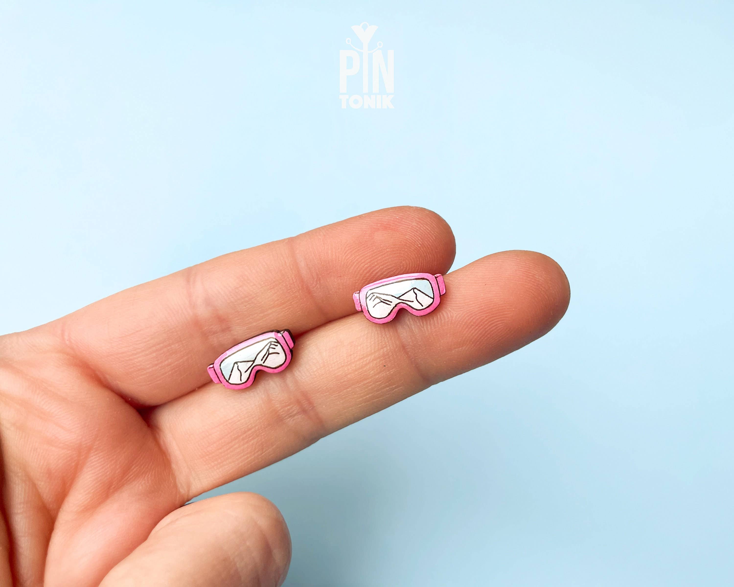 PinTonik – wholesale Stud/post earrings – Ski Goggle Apres Ski Stud Earrings and Snowboard Gifts3