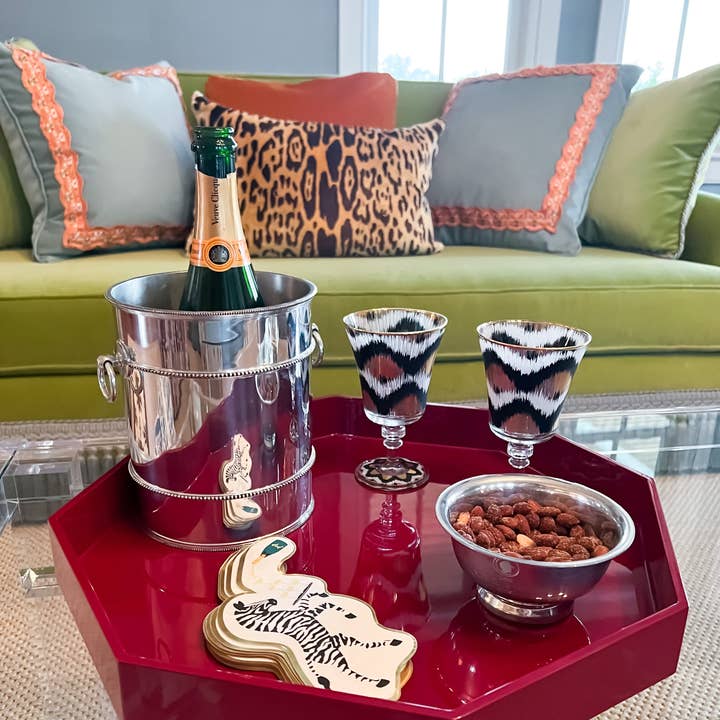 Hostess - Wholesale Serving Tray - Medium Octagonal Lacquered Tray, Berry2