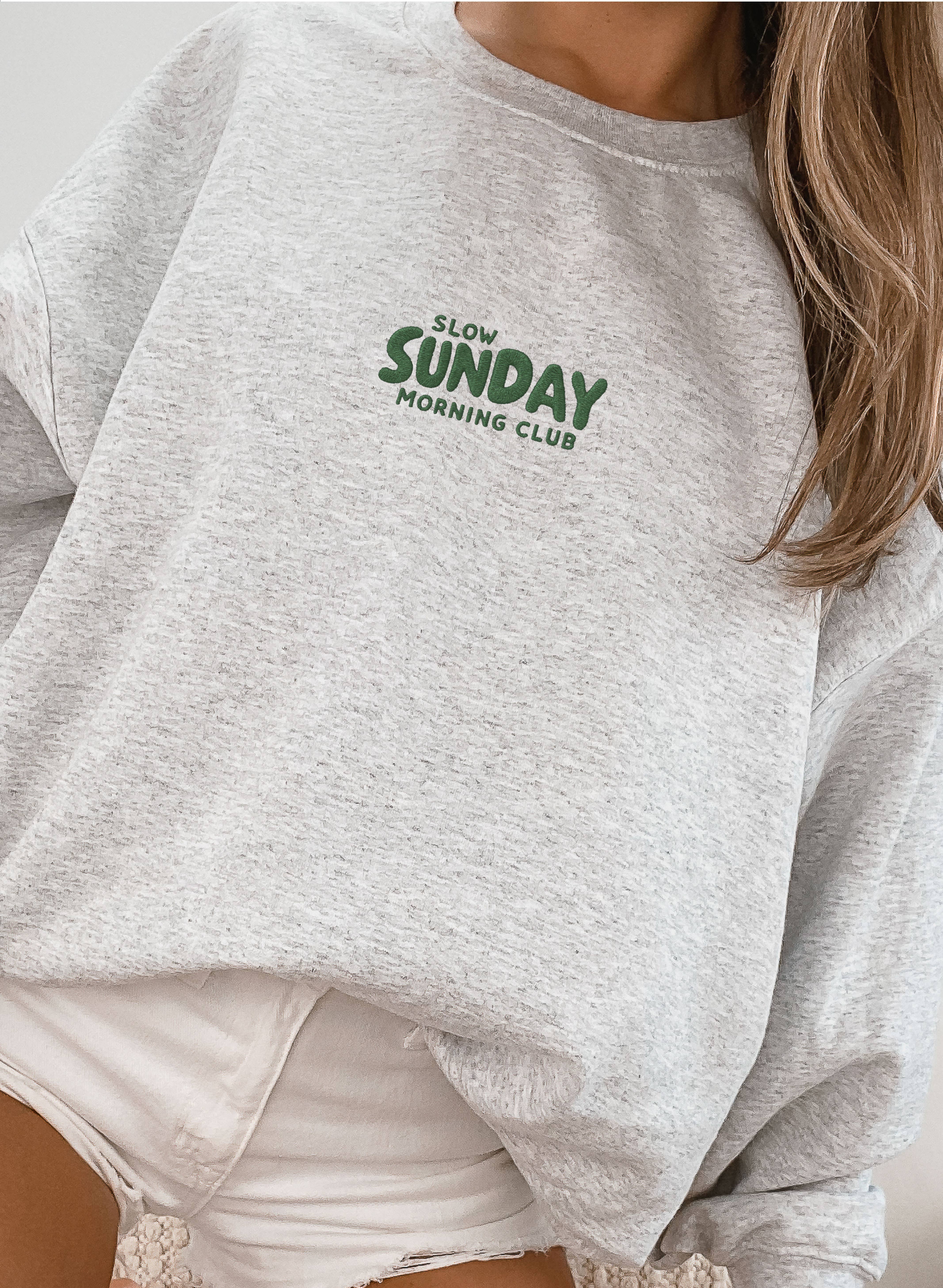 P E T I T R U E - Wholesale Sweatshirt - Women's - Slow Sunday Minimalist Embroidered Sweatshirt 0