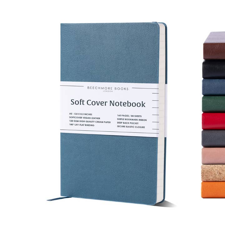 A5 Softcover Ruled Notebook - Symphony Blue for wholesale on Faire