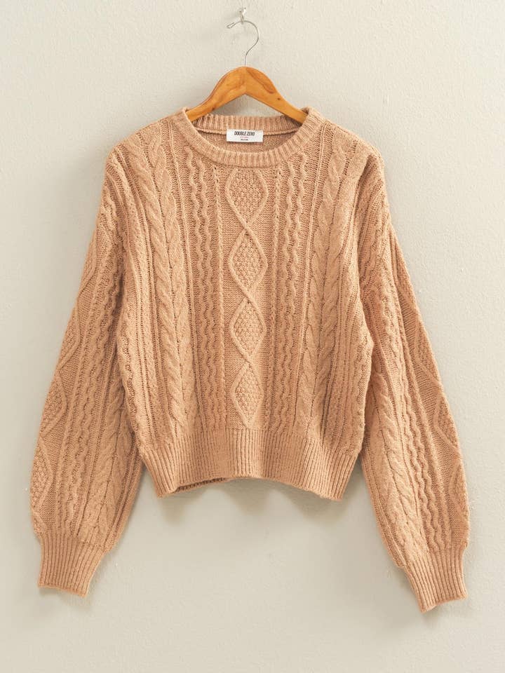 Zopfmuster-Pullover mit Ballonärmeln für den Großhandel von HYFVE