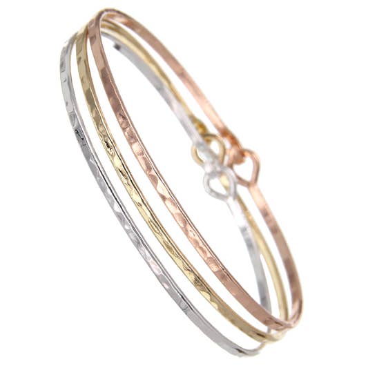 FR2073 Bracelet jonc tricolore à 3 crochets en laiton de 2 mm pour la vente par 0011 PREMIERE