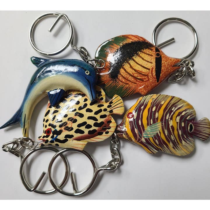 WOOD FISH KEYCHAIN for wholesale by Darlene's Shells