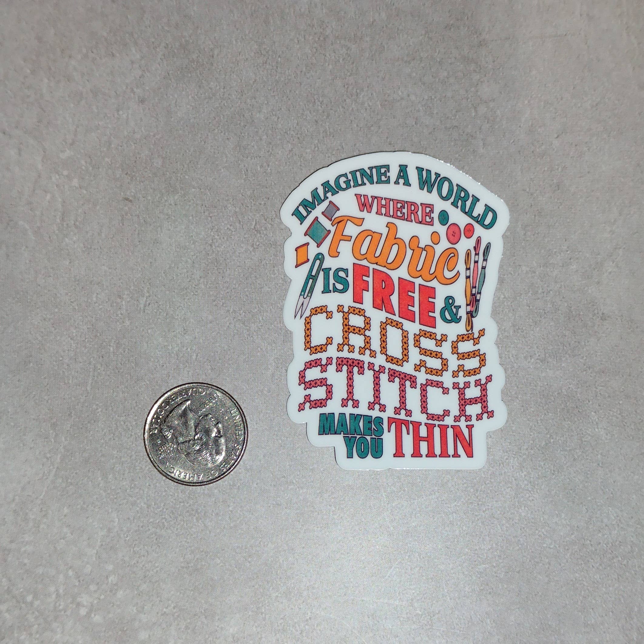 Dancing Dolphin Crafts - Wholesale Sticker - Cross Stitch Sticker - Imagine a World Where Fabric is Free2