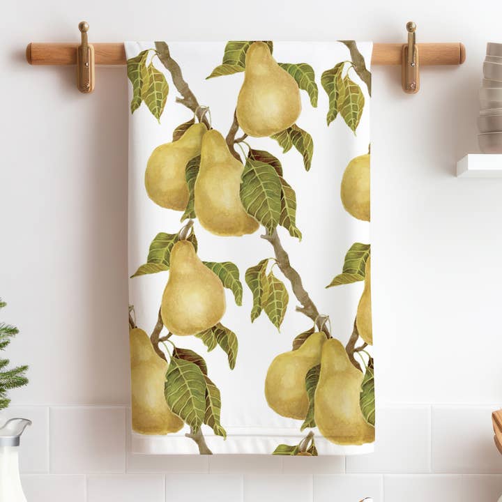 Asciugamano da cucina in lino biologico Pere per la vendita all'ingrosso da parte di Sarah Rose