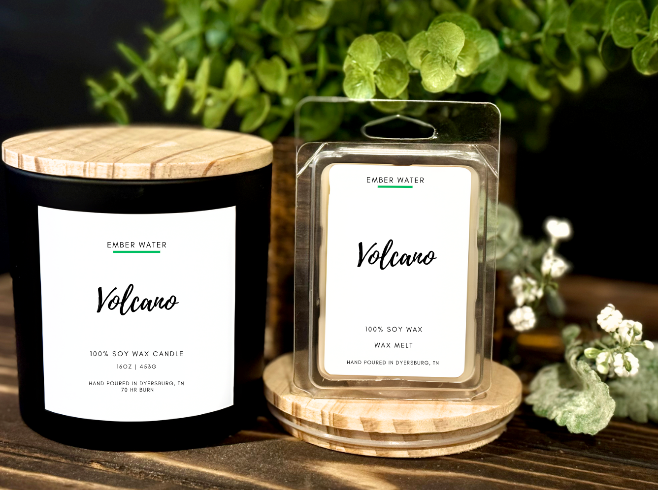 Ember Water – wholesale Jar/filled candle – Volcano 16 oz 100% Soy Candle1