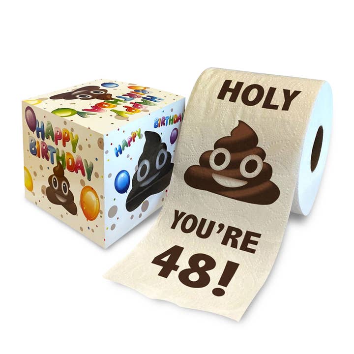 Carta igienica stampata - Santa Cacca Hai 48 anni - Numero di compleanno per la vendita all'ingrosso da parte di Cota Global