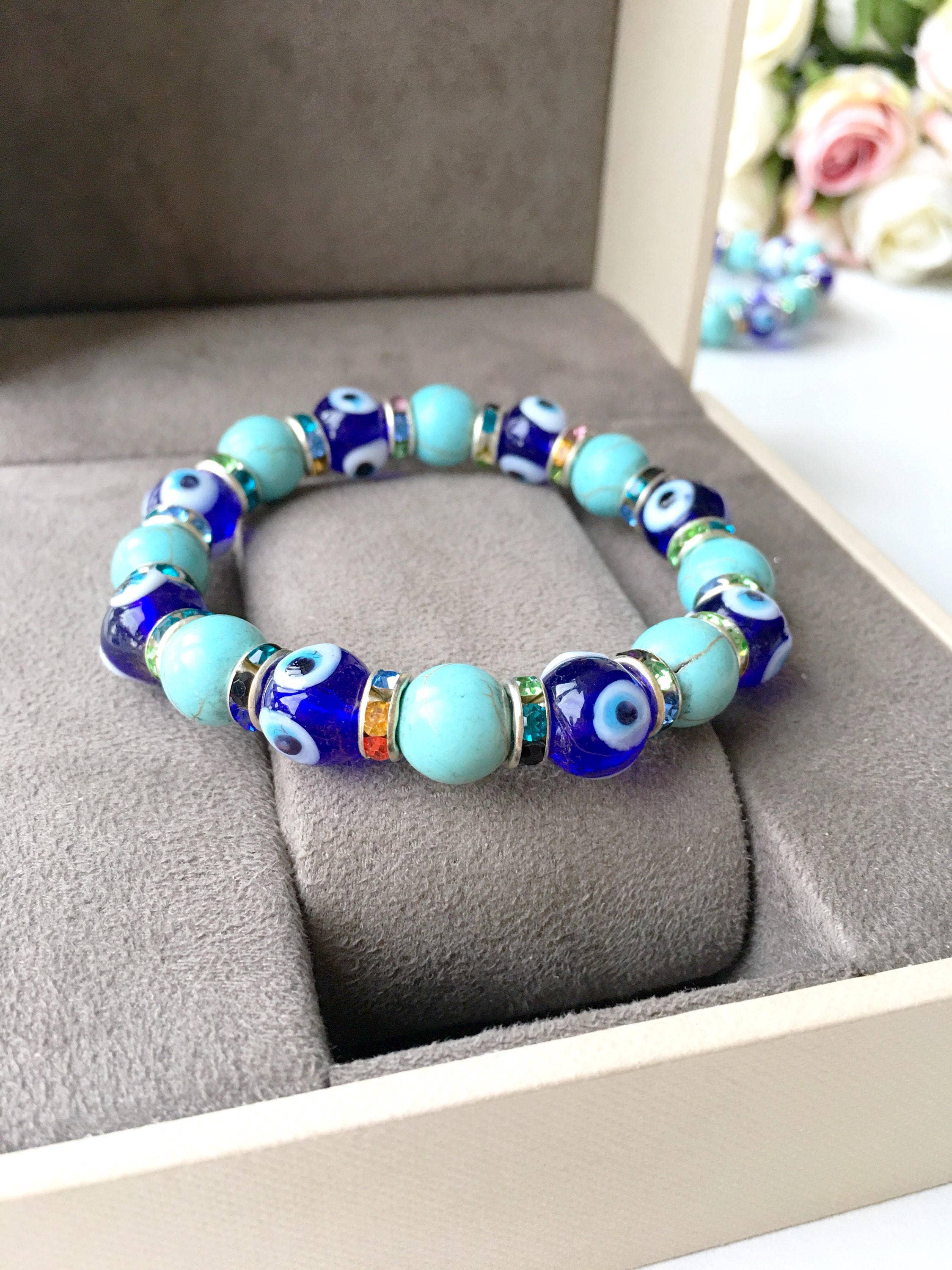 Evileyefavor – wholesale Beaded bracelet – Blue Evil Eye Bracelet, Stretch Glass Bead Bracelet6