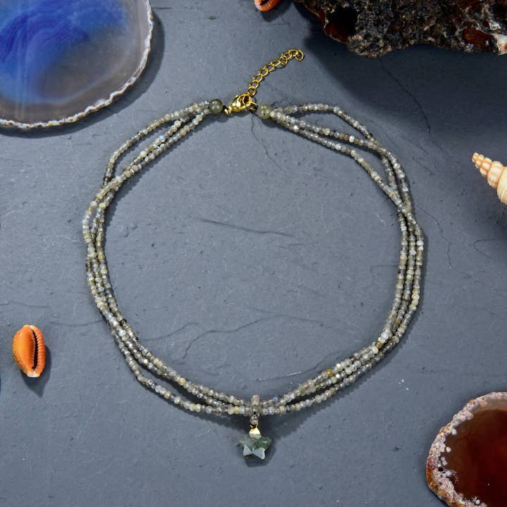 Collana in labradorite a più fili con penna in labradorite per la vendita all'ingrosso da parte di IST Jewelry