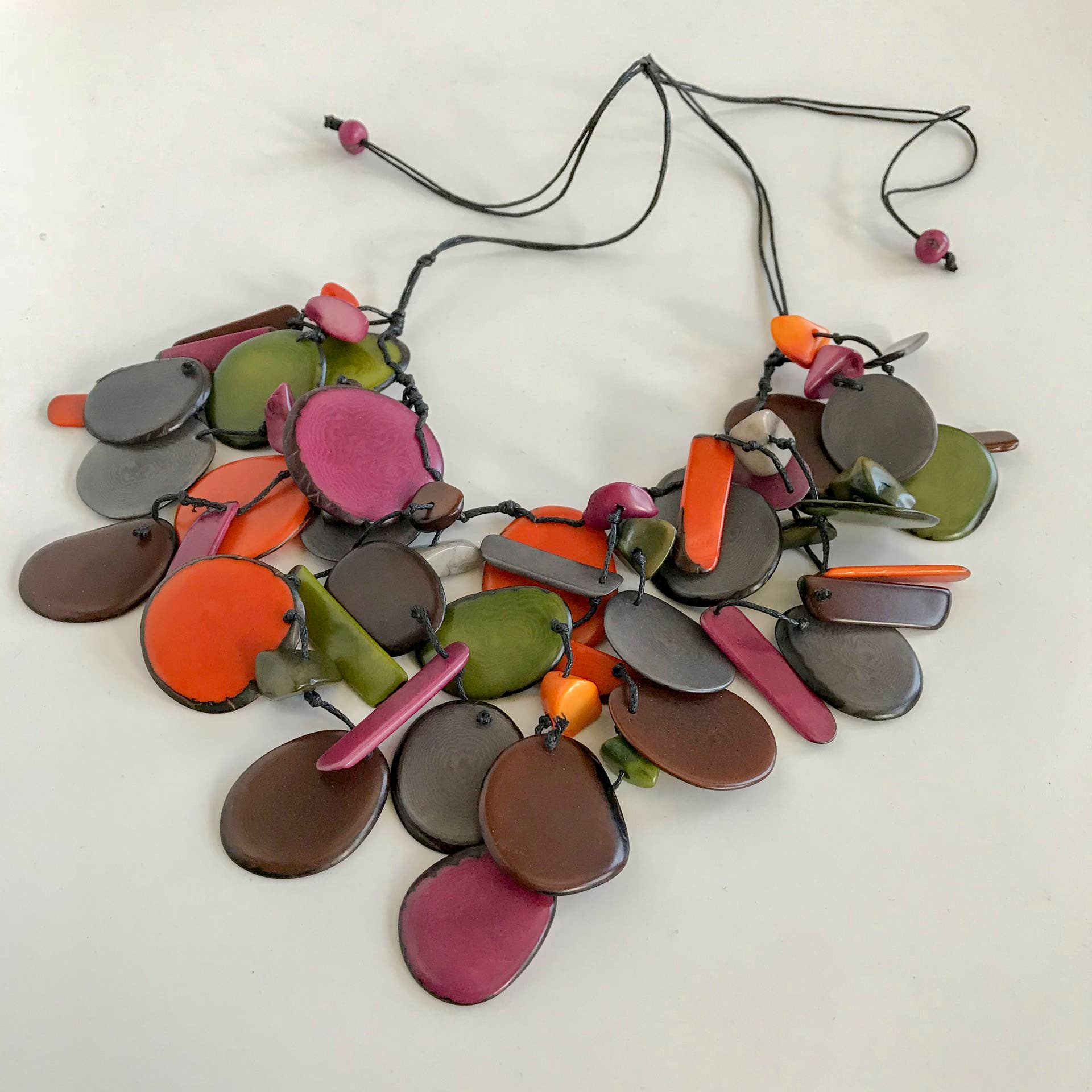 Belart Fair Trade - Wholesale Bib Necklace - Tagua Slice Large Cascade Mona Statement Necklace4