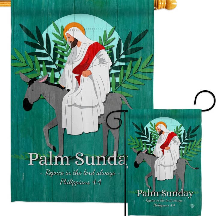 Two Group Flag Co – wholesale Flagga – Flagga Gläd Palm söndag tro blomma Cross Garden House3