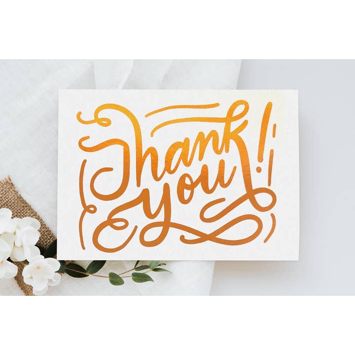 Tarjeta de agradecimiento de lámina de cobre, tarjeta de felicitación para venta al por mayor de Copper Penny Prints