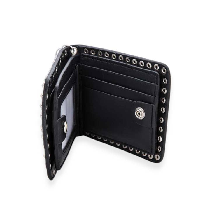 Black Metallic Croc Effect Biker Chain Wallet for wholesale on Faire2