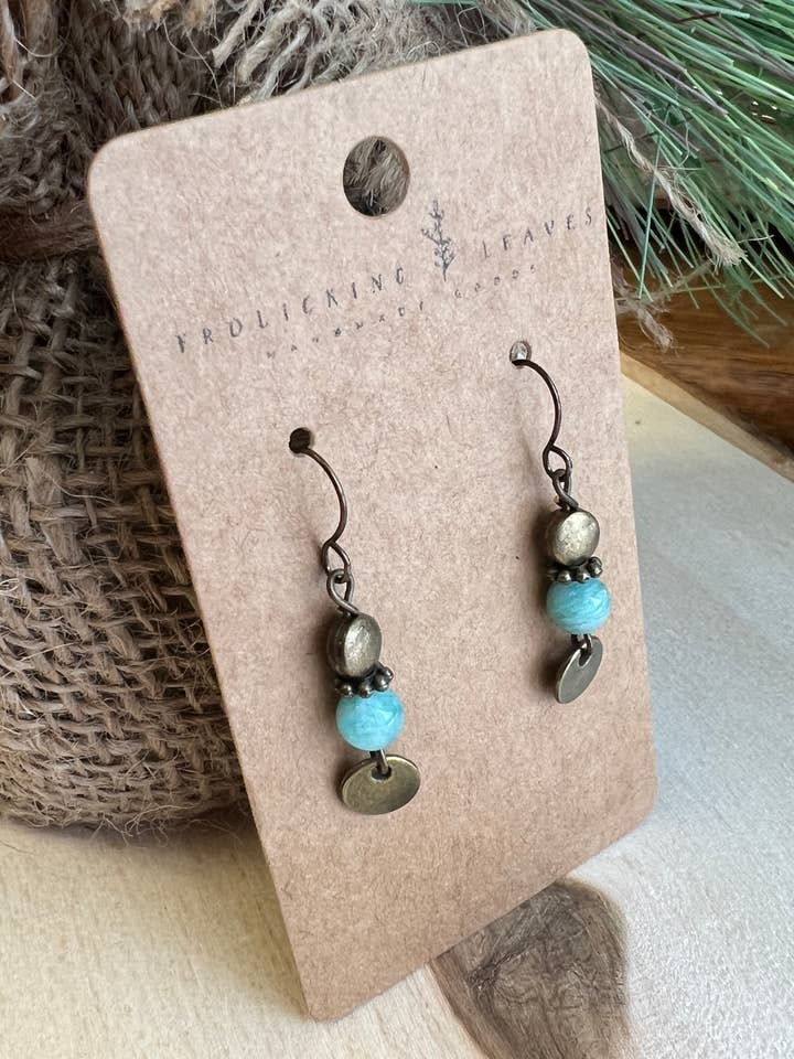 Jadeite Bronze Earrings for wholesale by Frolicking Leaves