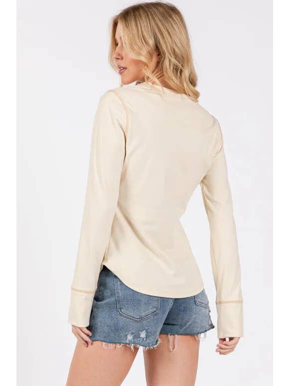 Final Touch - Wholesale Knit Top - Women's - Brushed Ribbed Fitted Long Sleeve Top - NT3128012