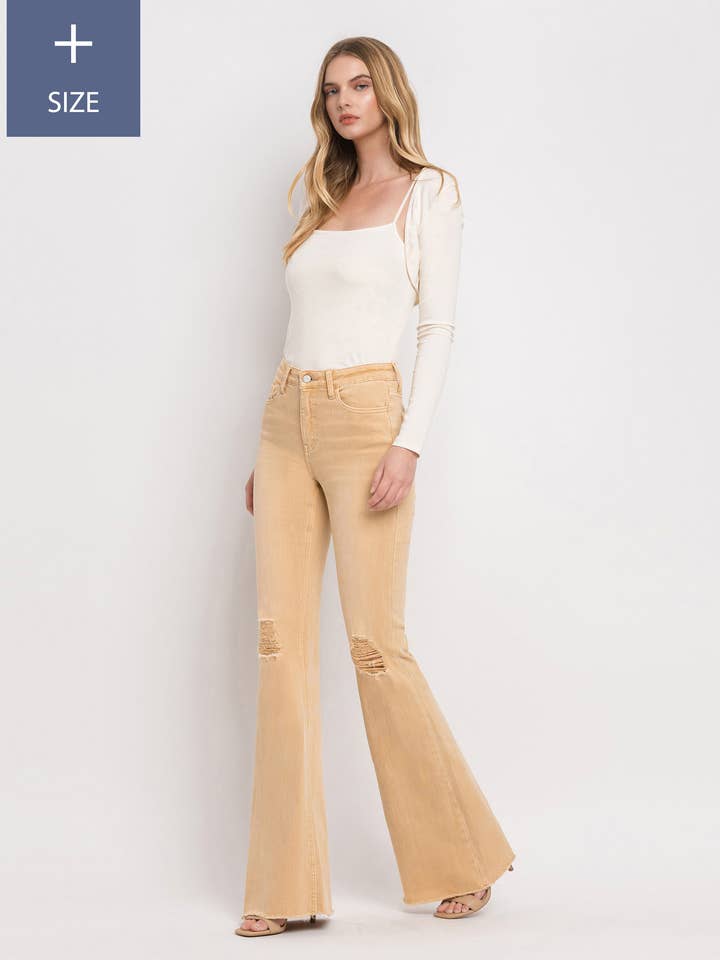 SUPER FLARE JEANS MED HØJ HØJDE I STORE STØRRELSER V3029-P for engroshandel hos VERVET by FLYING MONKEY