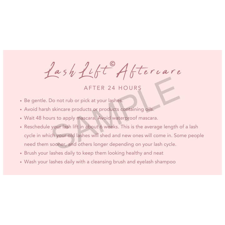 GladGirl - Wholesale Eyelash/Brow Serum - LashLift After Care Instructions & Appointment Card - 25 per Quantity1