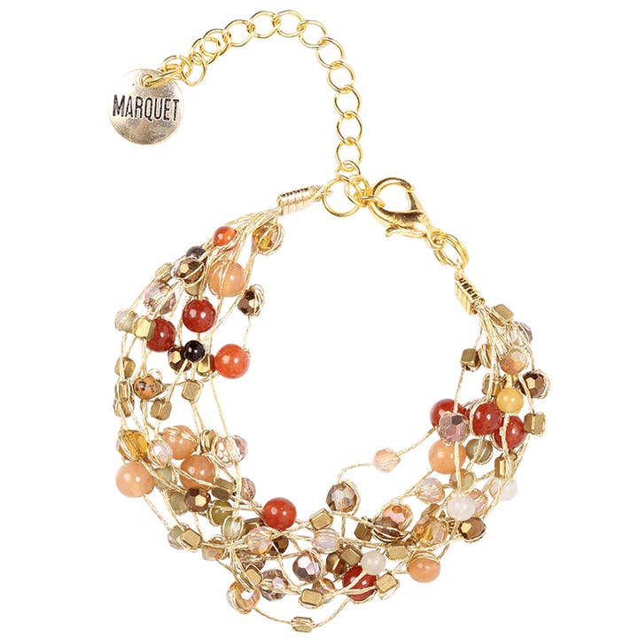 Marquet - Wholesale Beaded Bracelet - Reena Silk and Stone Bracelet with Printed Retail Price7