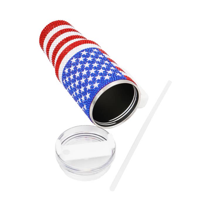 American Flag Bling Glitter Insulated Tumbler - 40 oz for wholesale on Faire