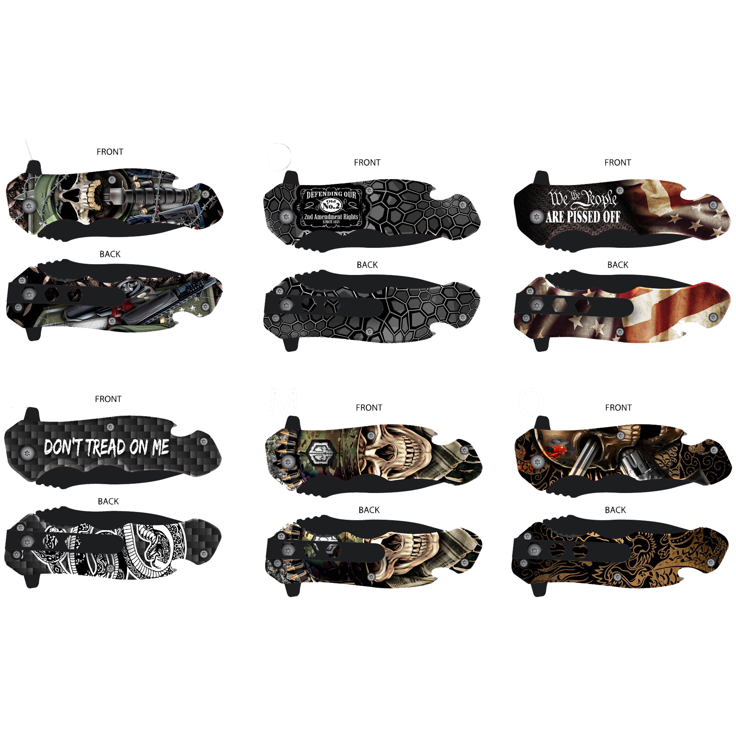 Novelty Brands - Wholesale Pocket Knife/Holder - Tac Gear Bottle Opener Printed Knife Assortment - 6/Display1