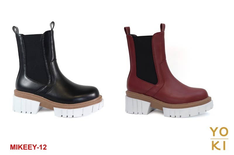 Yoki Fashion - Wholesale Chelsea Boots - Dames - Yoki MIKEEY-12 korte Chelsea witte Combat boots voor dames2