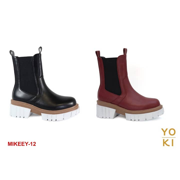 Yoki Fashion - Wholesale Chelsea Boots - Dames - Yoki MIKEEY-12 korte Chelsea witte Combat boots voor dames2
