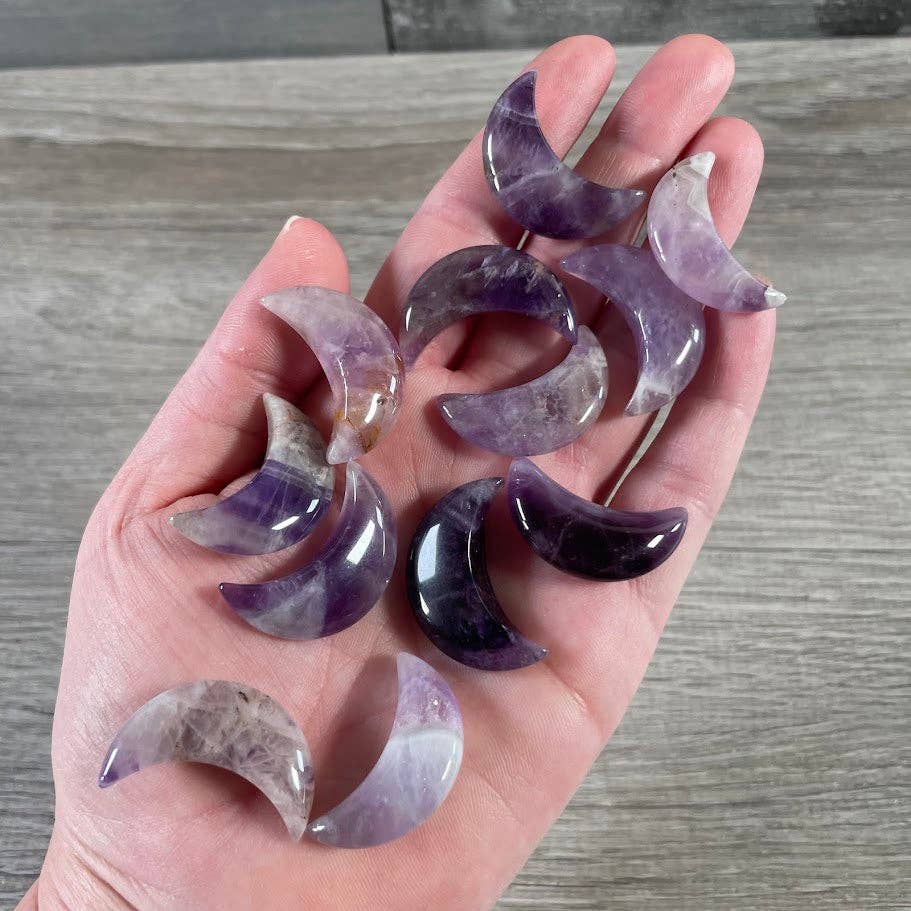 Keystone Crystals - Wholesale Spiritual Stone/Crystal - Assorted Gemstone Moons   – 1 Inch Crescent Moon Carvings5
