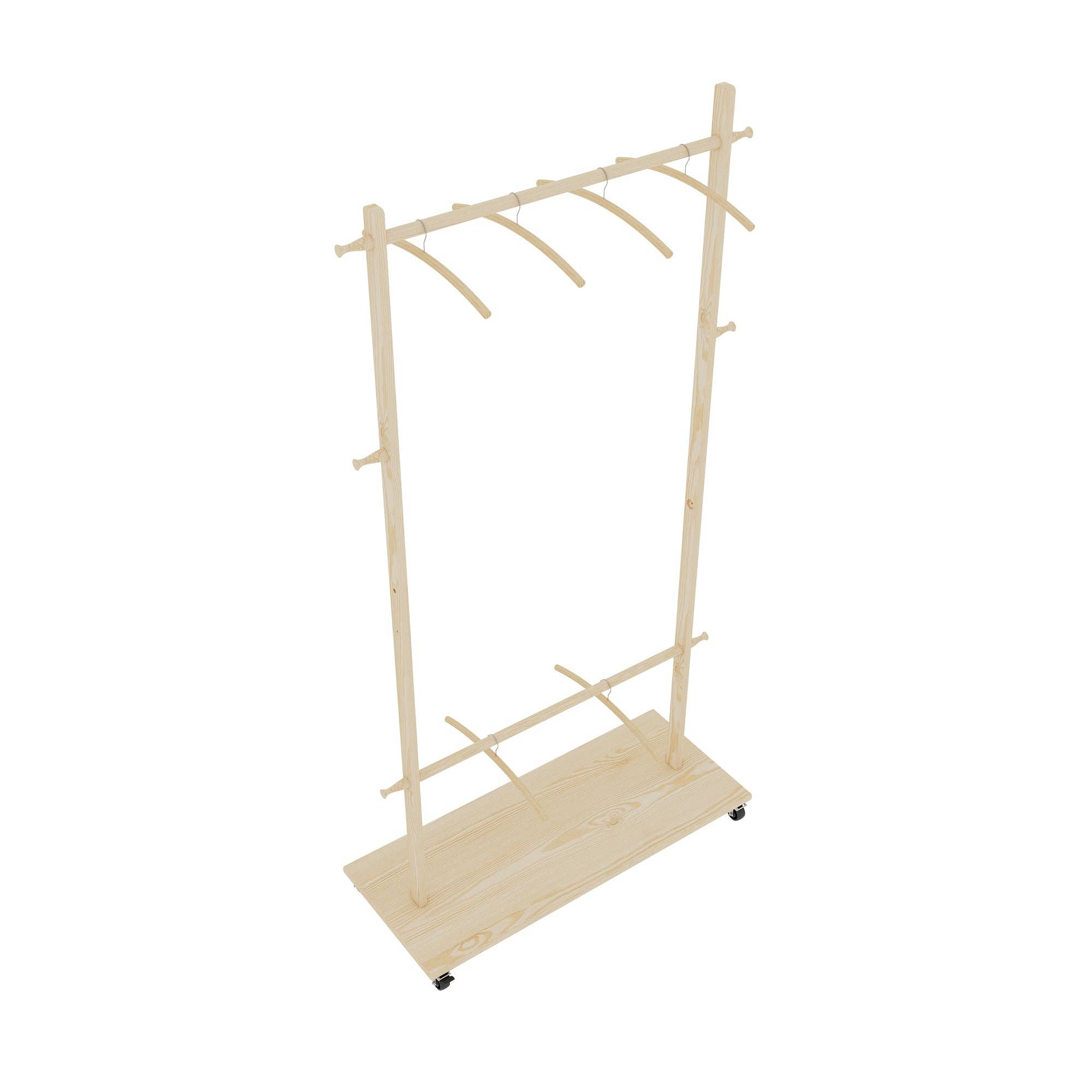 39F Inc. - Wholesale Clothes Hangers - Solid Wood Garment Rack with Shelf, Wheels & 6 Hangers8