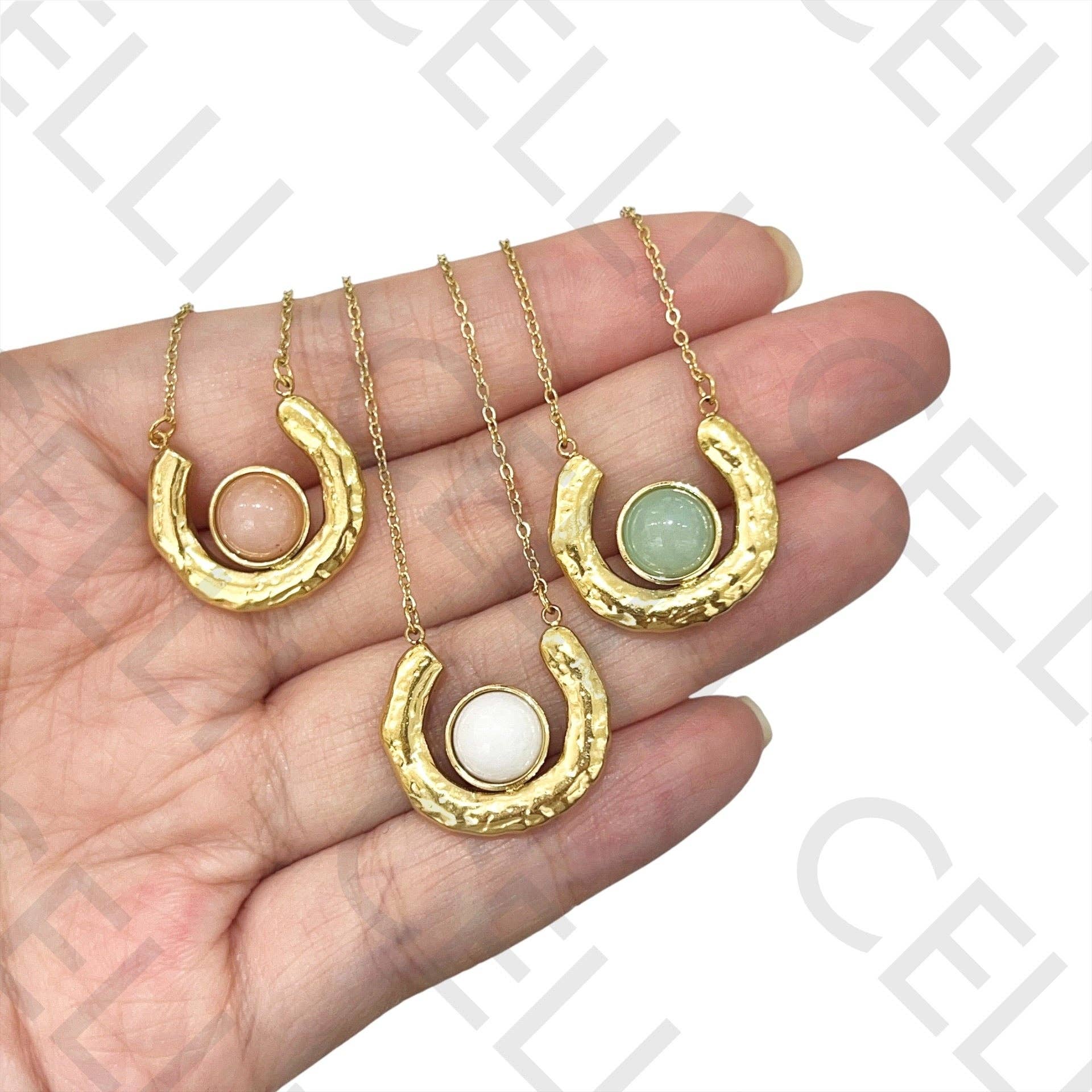 Celli Biju - Wholesale Bib Necklace - Steel Necklace - with natural stone2