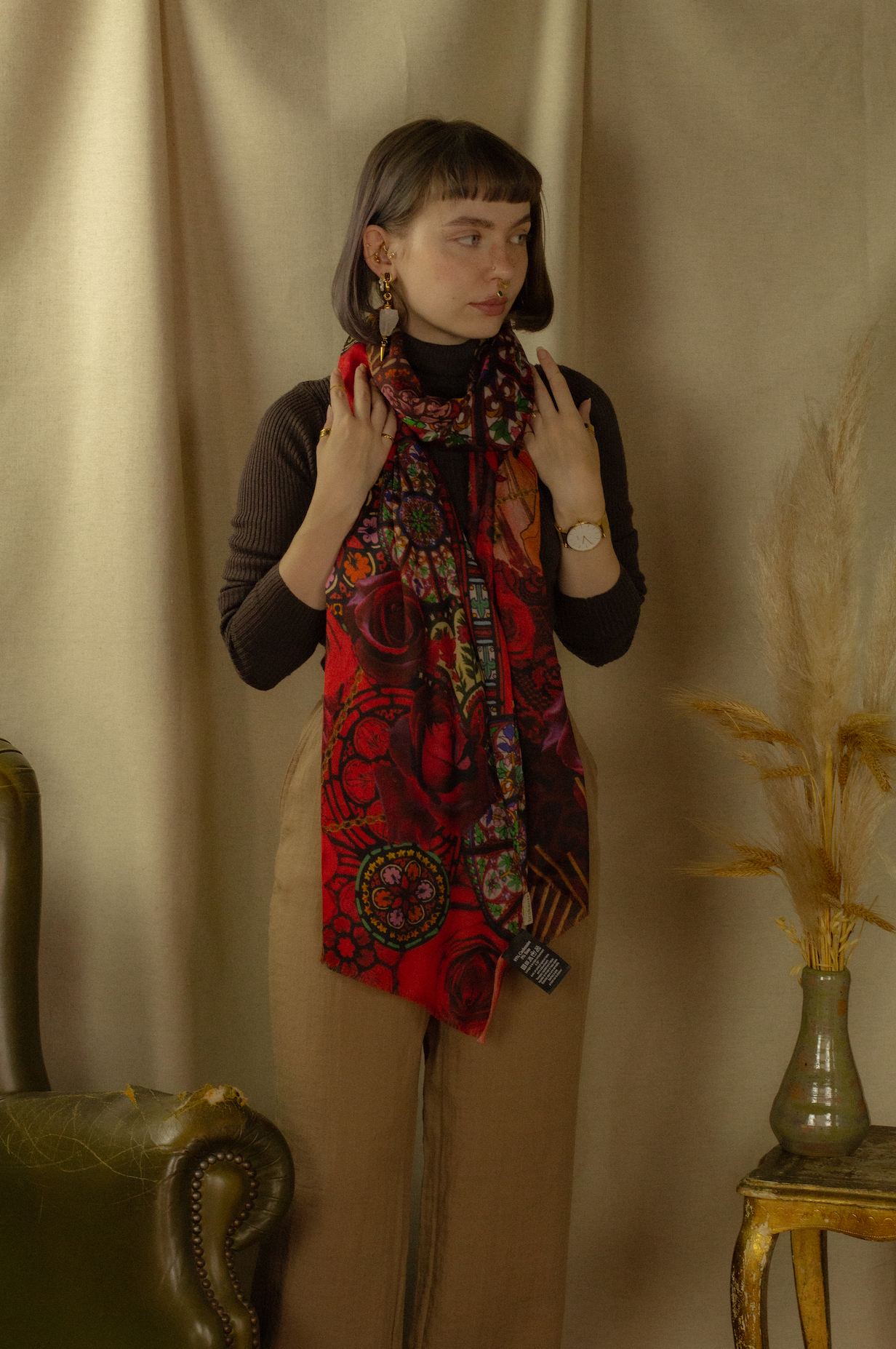 BROKANTE - Wholesale Scarf - Women's - Large cashmere scarf MARIA ONYX2