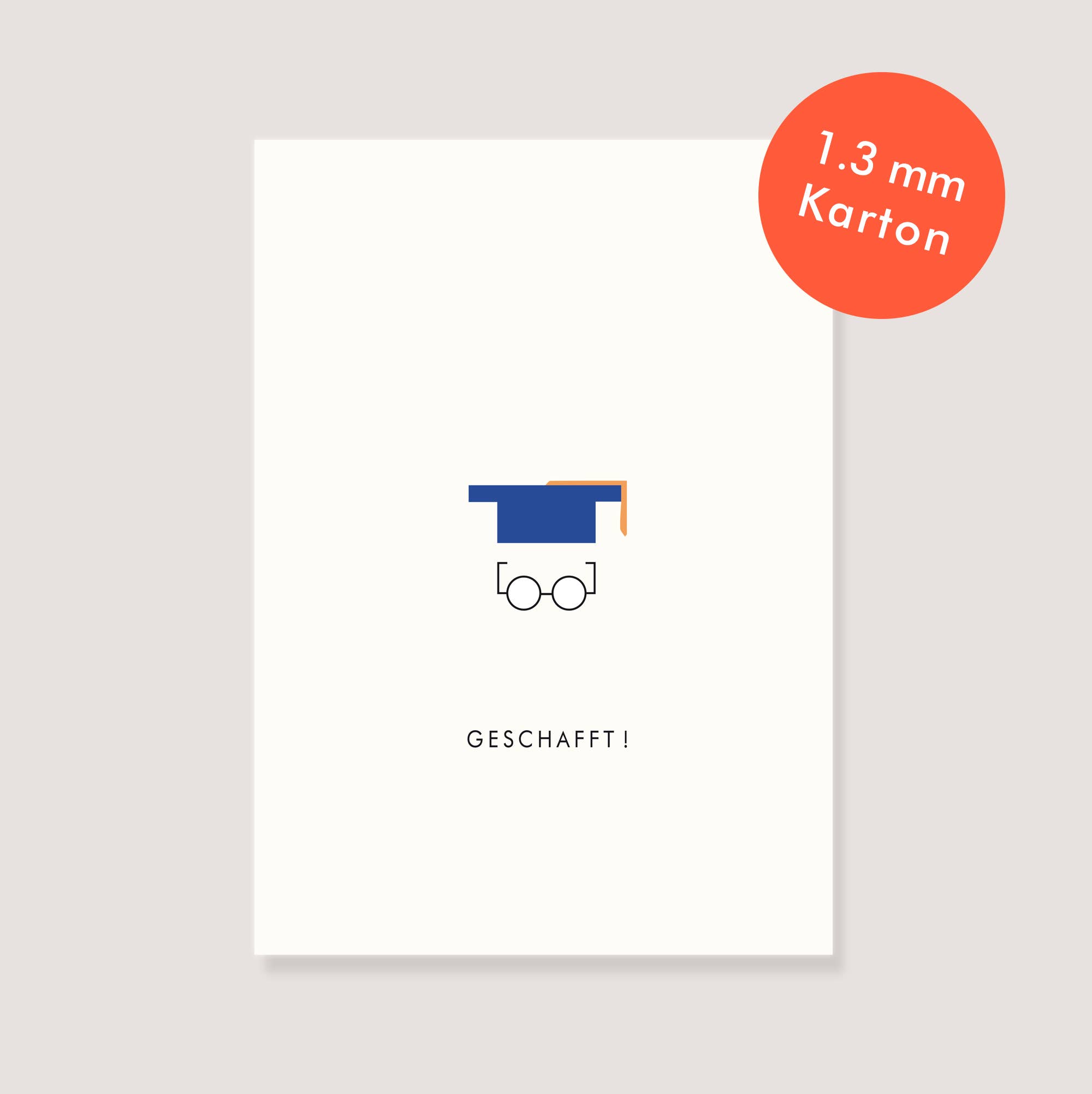 LØTTEBOM – wholesale Vykort – Vykort naturkartong - ”Doktorhut - Geschafft!”0