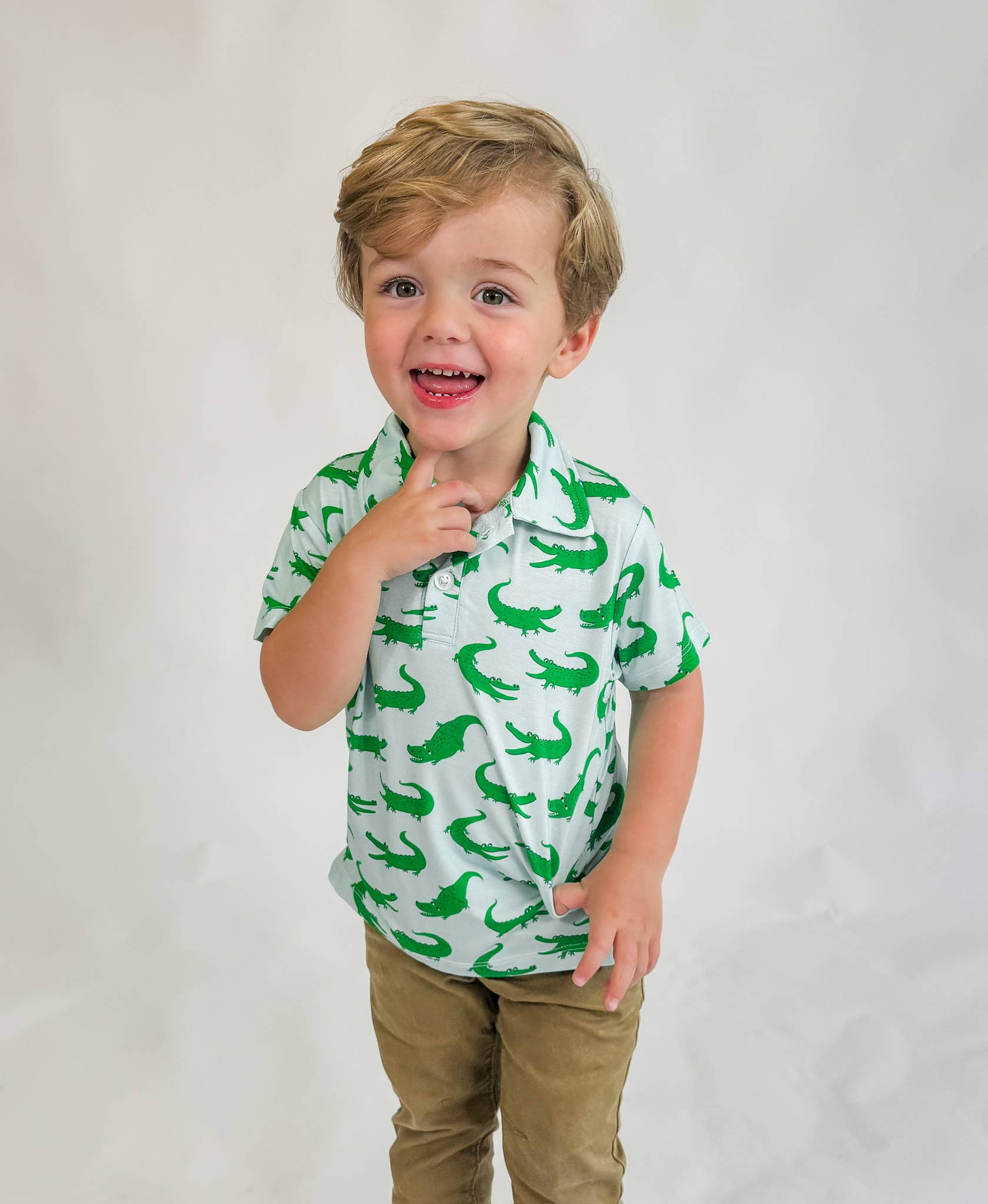 Goosies – Großhandel Hemd – Kinder – Blaues Alligatoren-SS-Poloshirt2