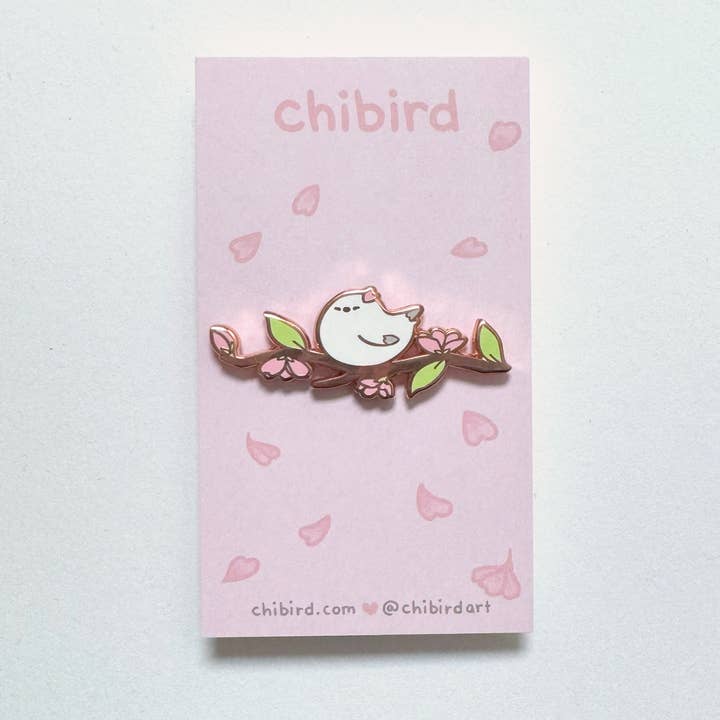 Cherry Blossom Bird Enamel Pin for wholesale by Chibird