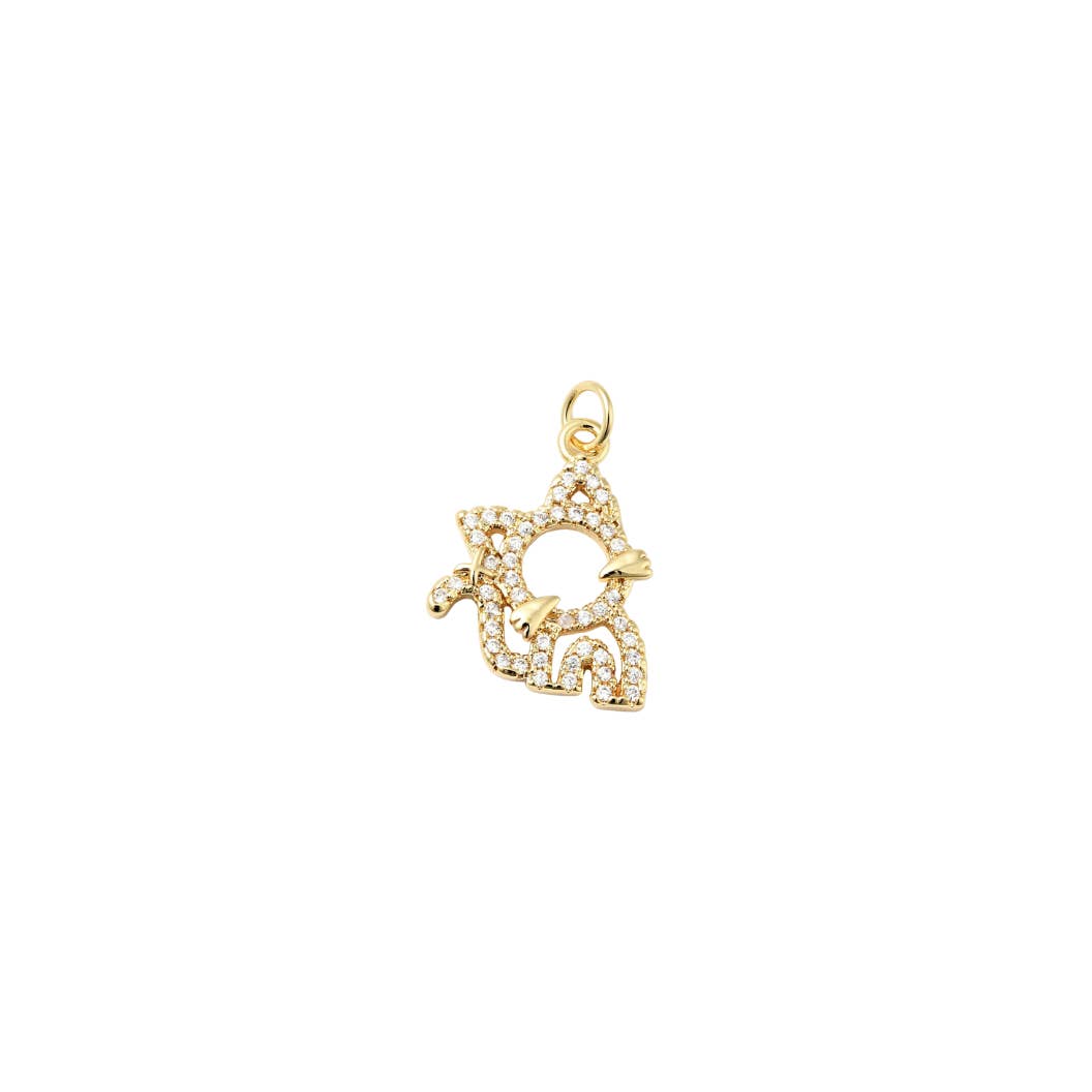 The Charm Bar Company - Wholesale Individual Charm/Pendant - Gold Dazzle Meow Charm