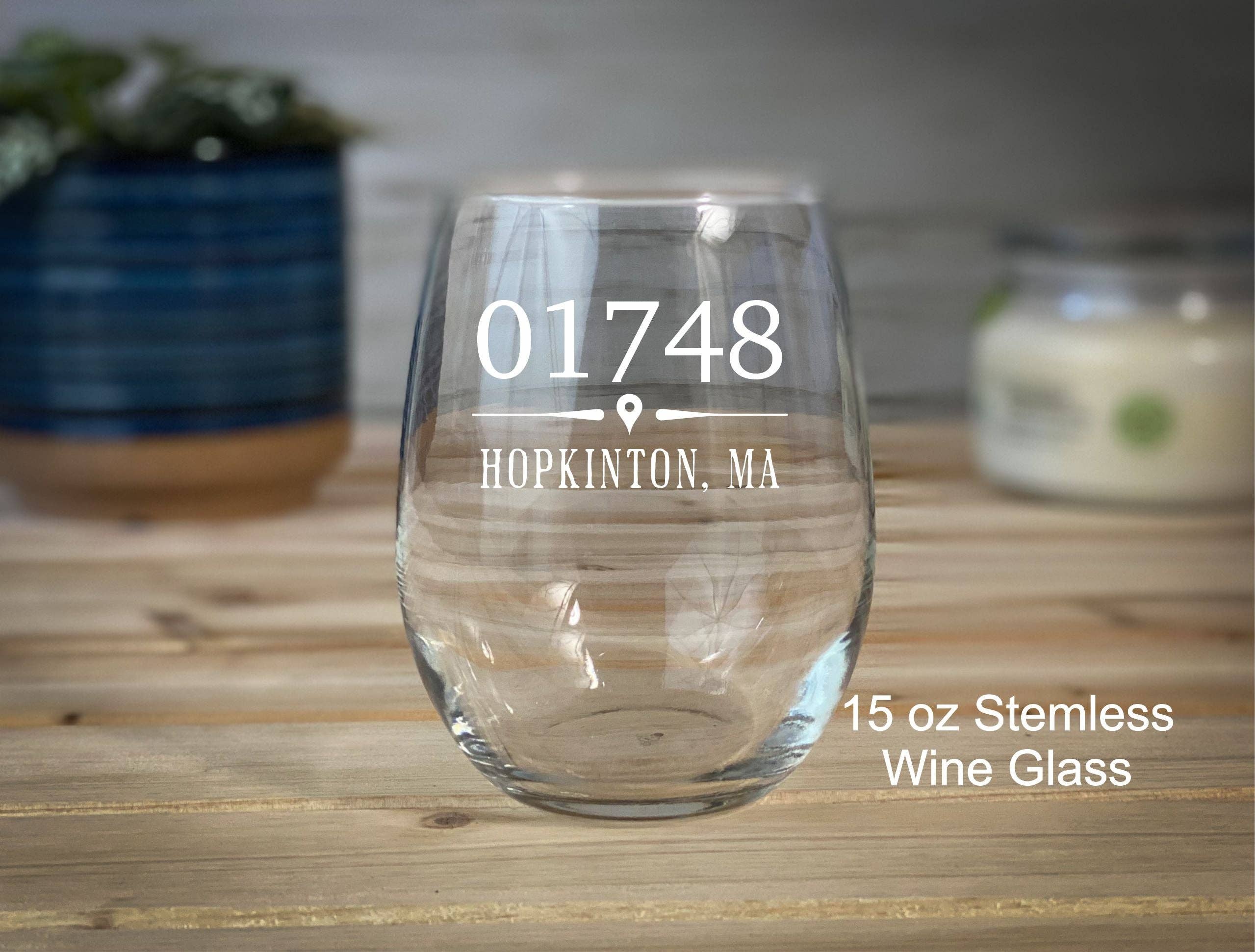 Adirondack Etching LLC - Wholesale Wine Glass - Your Zip Code 15 oz Stemless Wine Glass2