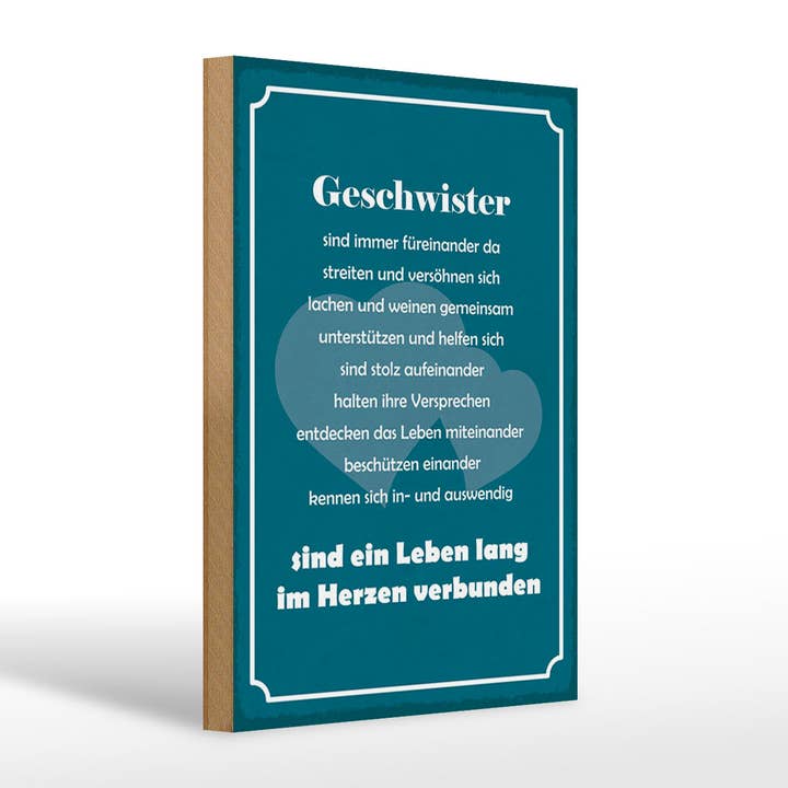 Wooden sign 20x30 cm Siblings are connected at heart for wholesale by Femer