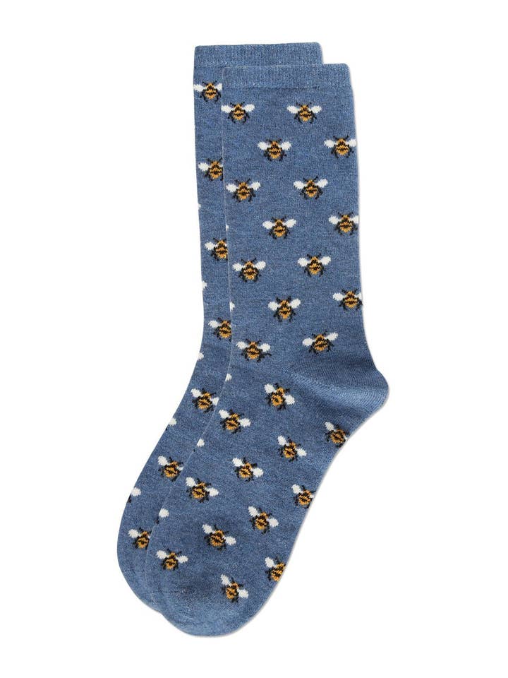 Med Denim Heather Women's Bee Cashmere Crew Socks for wholesale on Faire