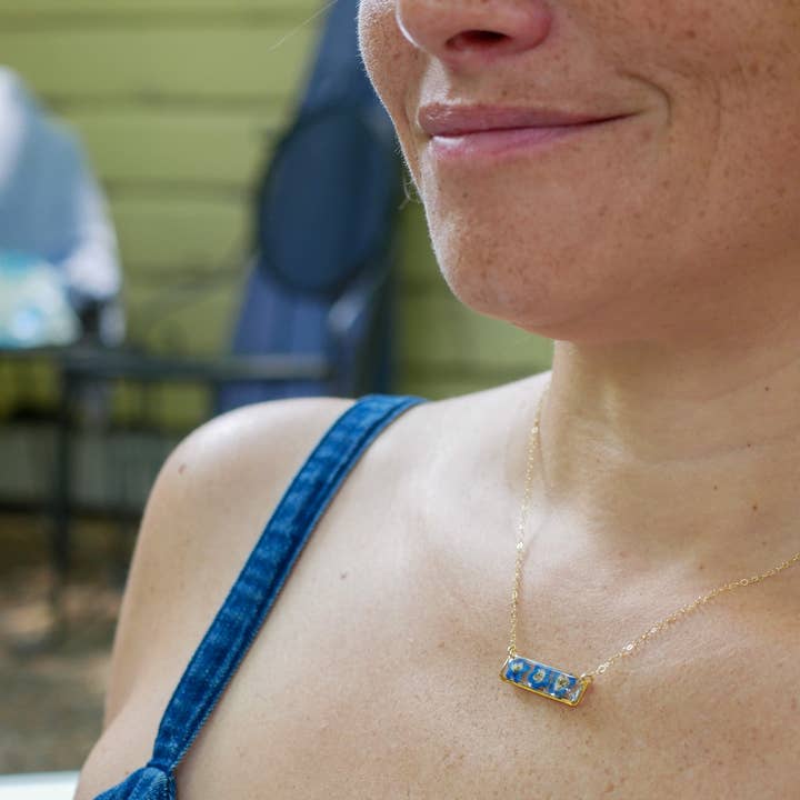 Forget me not horizontal bar necklace for wholesale by Remedy Designs