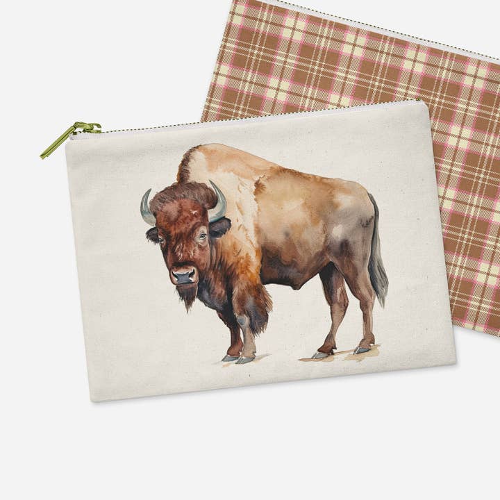 Aquarel Buffalo accessoiretasje | Wild West Chic voor wholesale door Paperfinch Design