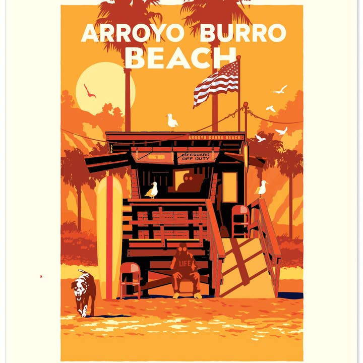 Landmark CA | Poste de Secours Arroyo Burro Beach pour la vente par Legendary Landmark Art Prints