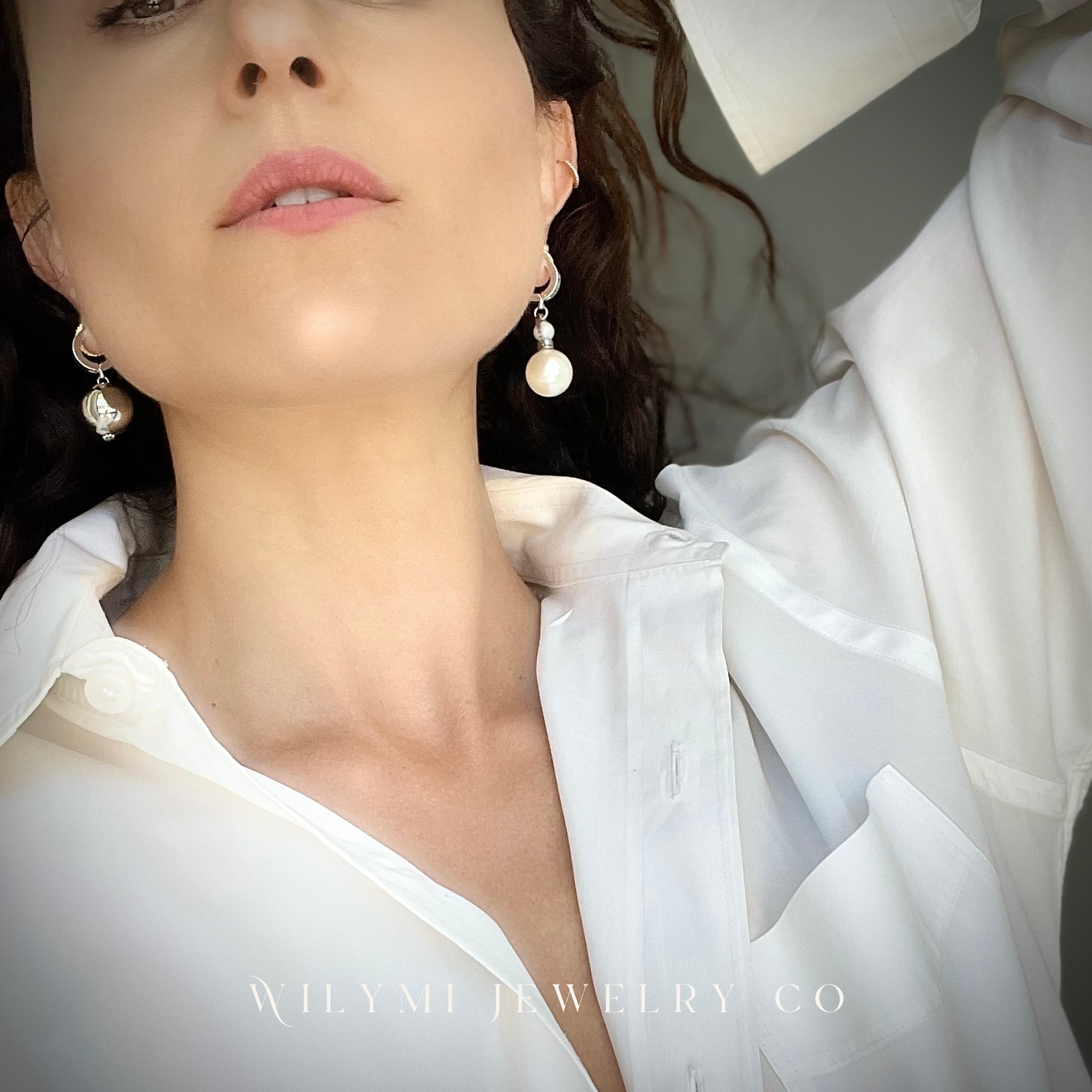 WILYMI Jewelry Co - Vente Boucles d'oreilles pendantes - BOUCLES D'AROMATHÉRAPIE en perle + argent | Boucle d'oreille dépareillée2