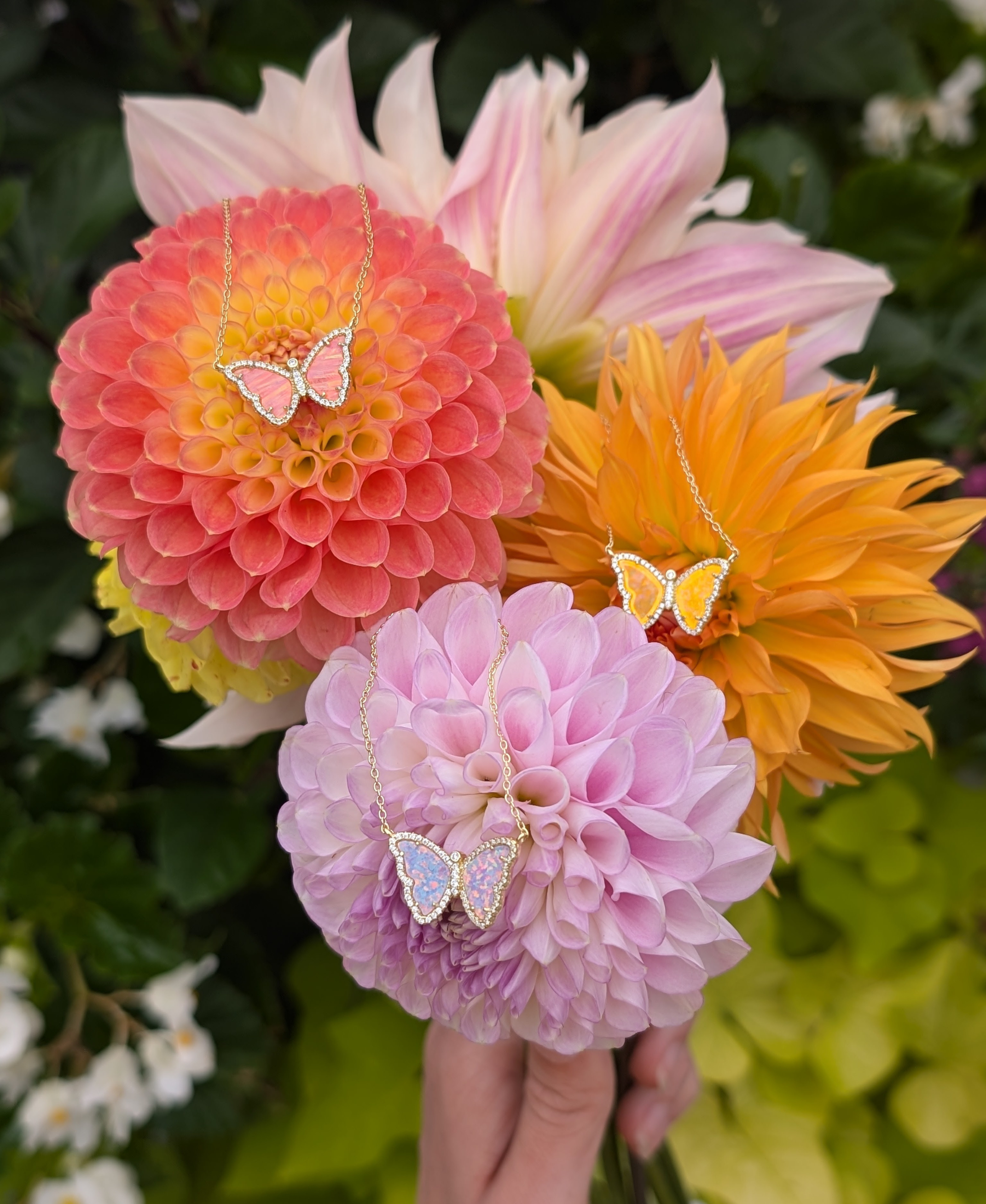 Kamaria Jewelry - Wholesale Pendant/Charm Necklace - Opal Butterfly Necklace With Crystals52