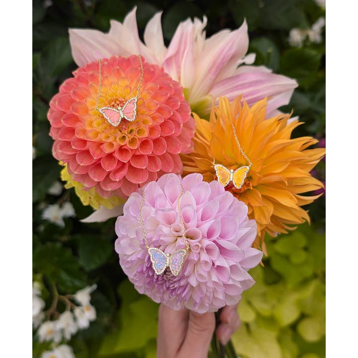 Kamaria Jewelry - Wholesale Pendant/Charm Necklace - Opal Butterfly Necklace With Crystals52