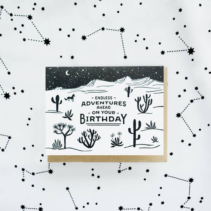 Paper Parasol Press - Wholesale Birthday Card - Endless Adventures Desert Themed Letterpress Card2