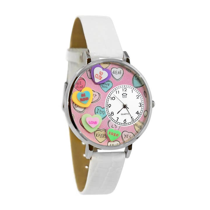Relógio 3D Conversation Hearts Prata Grande por atacado de Whimsical Gifts