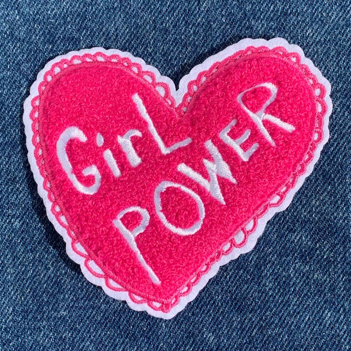 Girl Power Heart Chenille Patch for wholesale by Georgia Made This