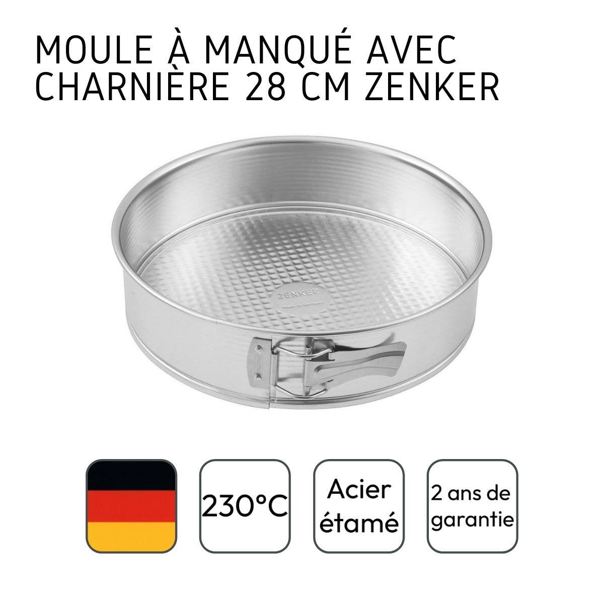 Zenker - Wholesale Baking Dish - Zenker Silver Tin Plated Steel Springform Pan 28 x 6.5 cm4