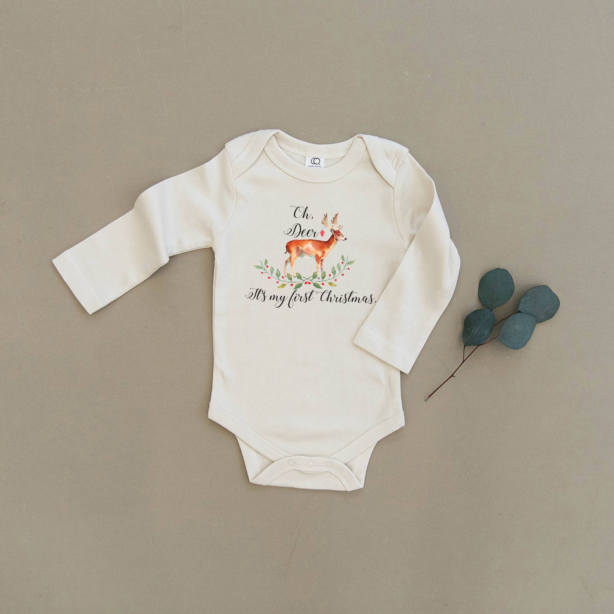 Urban Baby Co. - Wholesale Bodysuit (Non-Footed) - Baby - Oh Deer It's My First Christmas Organic Baby Onesie1