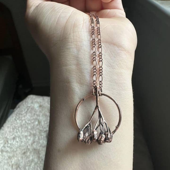 Gratefully Dreaming – wholesale Pendant/charm necklace – Real Yarrow Flower Copper Necklace